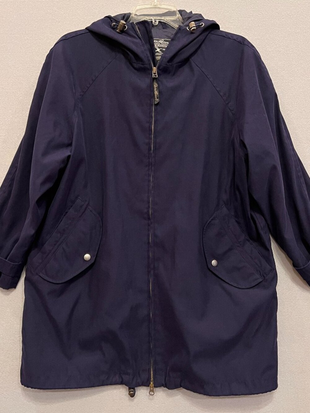 Vintage Eddie Bauer Jacket Womens XS Navy Blue Rain Jacker Pockets